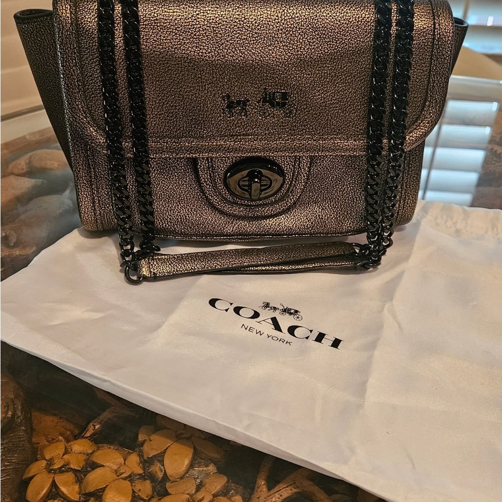 EUC Coach Metallic Ranger Flap Crossbody Bag